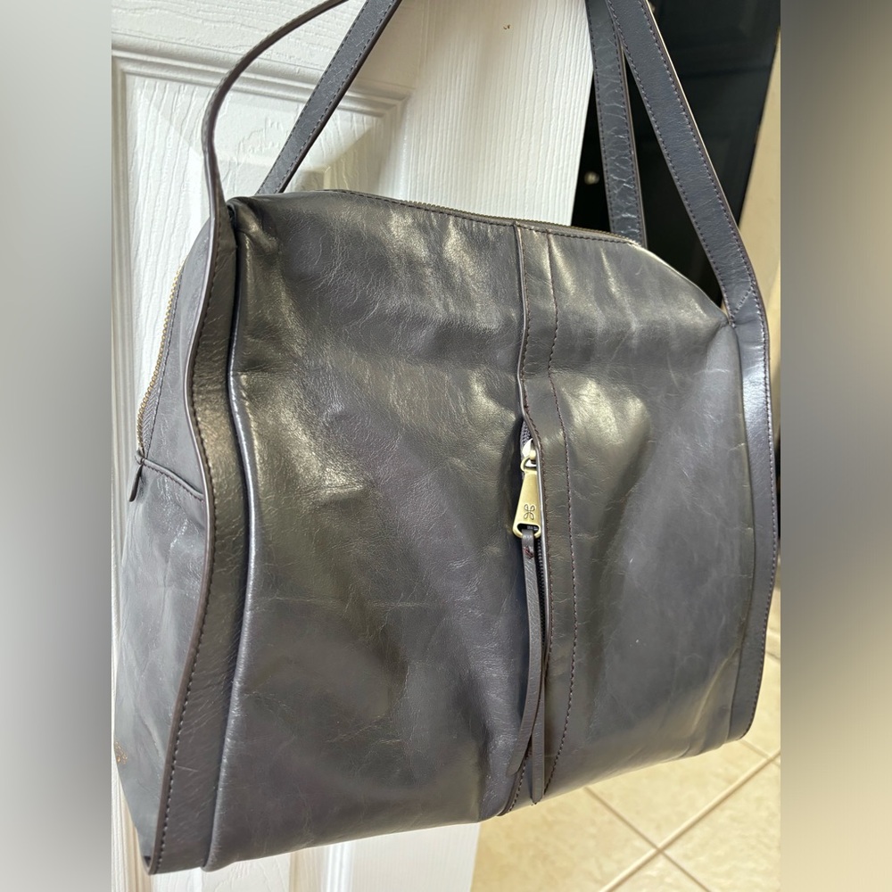 Hobo gray leather handbag